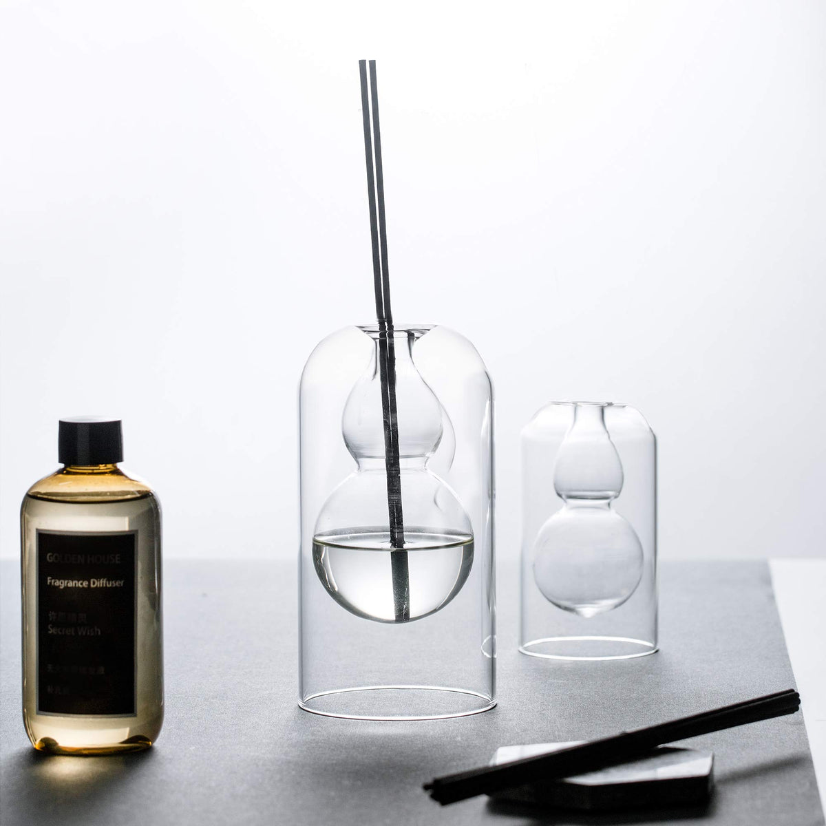 GalDal Empty Glass Diffuser Bottle Large provides transparent flair for any room.