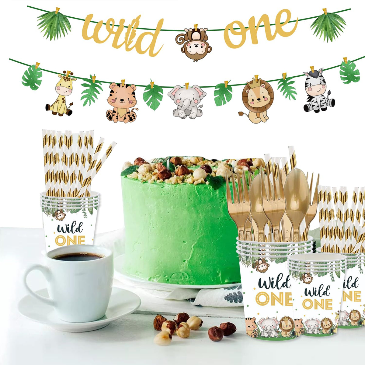 GalaHub Wild One banner adds festive jungle decor