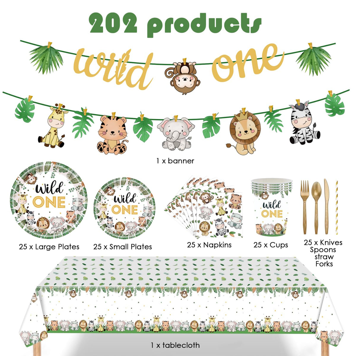 GalaHub Wild One dessert plates with safari motifs for easy treats