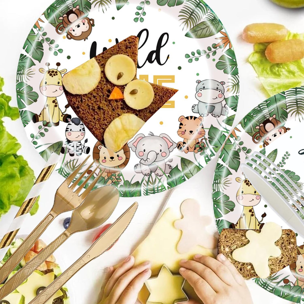 GalaHub Wild One tablecloth protects surfaces with safari print