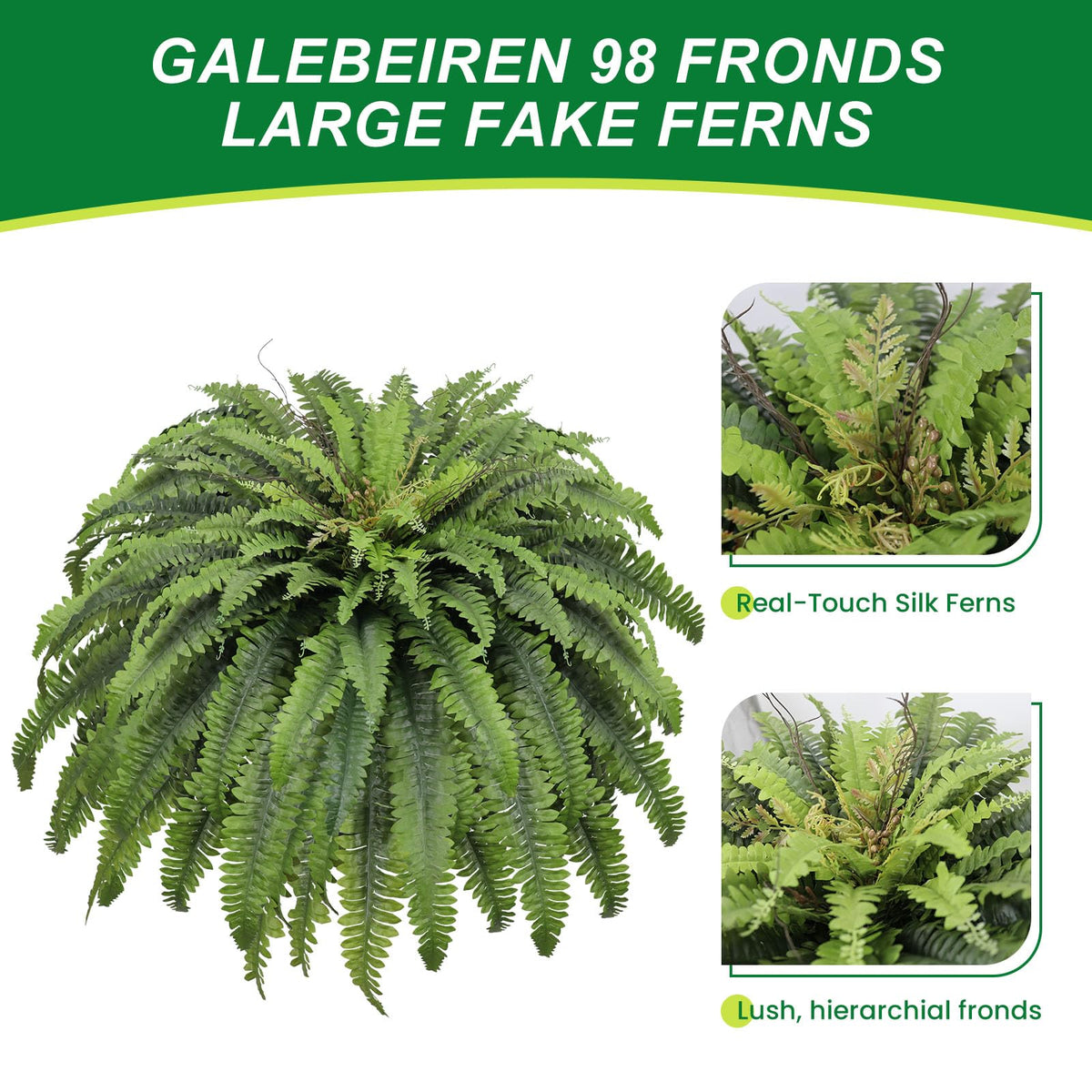 Galebeiren faux fern in a planter, ideal for home or balcony decor