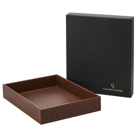 GALLAWAY Leather Nightstand Organizer arranged essentials at a glance