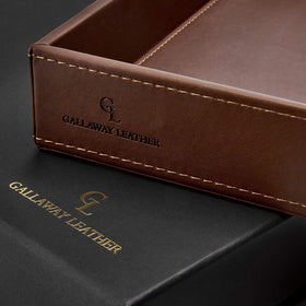 GALLAWAY Valet Tray on brown wood surface for organized everyday carry