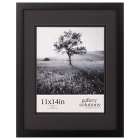 Gallery Solutions Black Wood Frame 11x14 with double mat showcases an 8x10 image with depth.