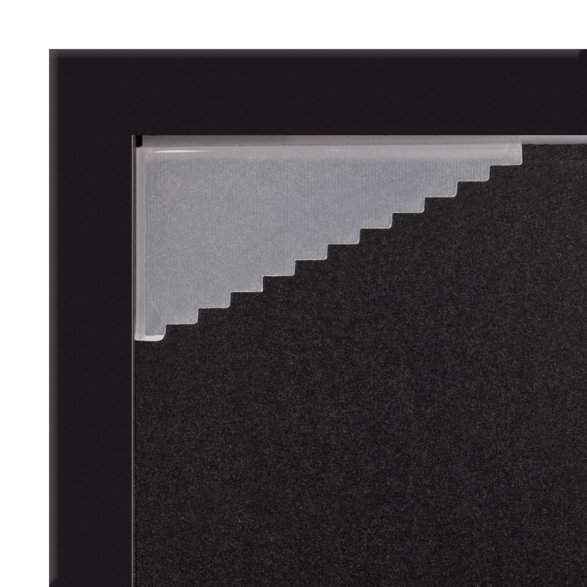 Gallery Solutions solid wood frame closeup emphasizes durable, timeless craftsmanship.