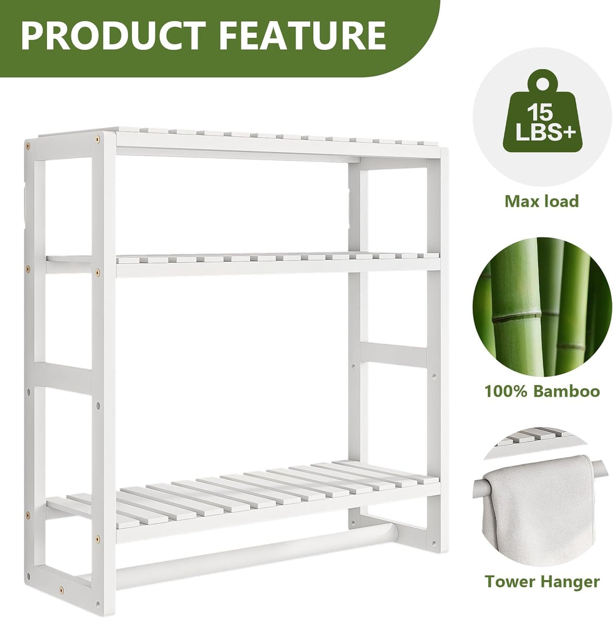Galood bottom towel rack on shelf for easy access in white