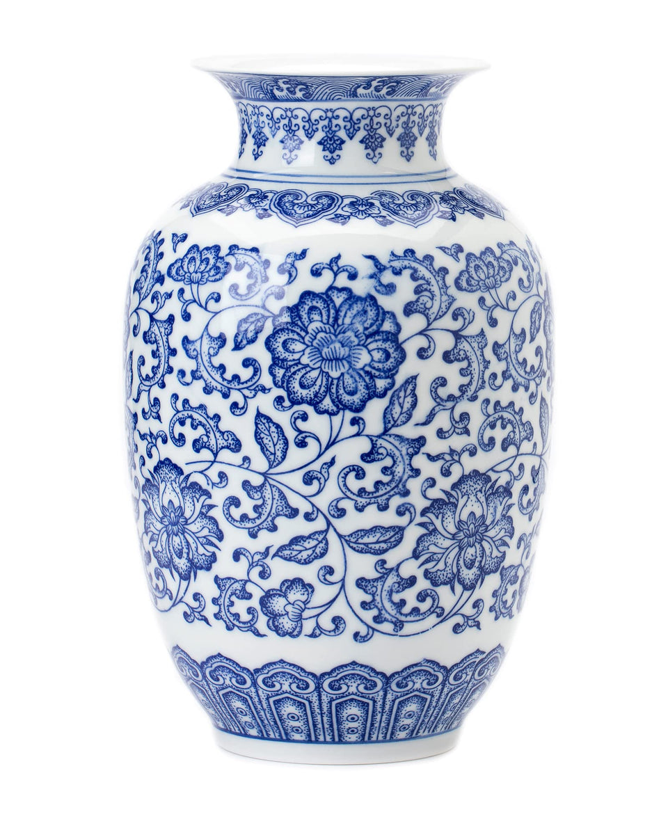 GaLouRo blue chinoiserie vase with floral pattern for elegant home décor.
