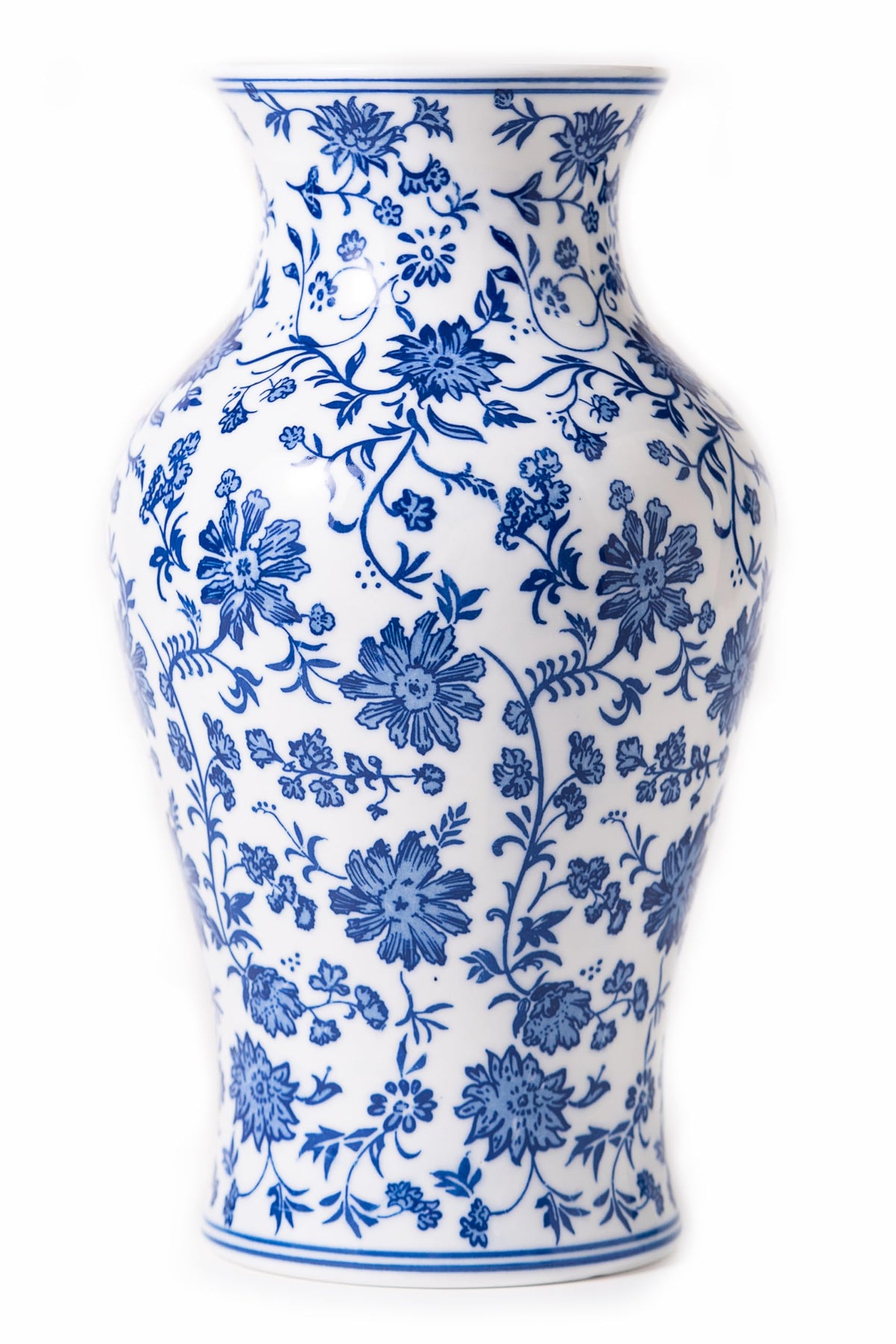 GaLouRo blue and white porcelain vase with floral pattern enhances living room decor