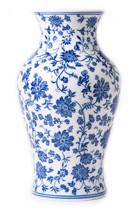 GaLouRo blue and white porcelain vase with floral pattern enhances living room decor