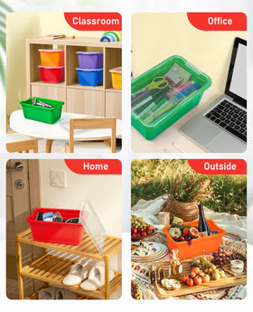 GAMENOTE bin with deep-grooved lid demonstrates stable stacking.