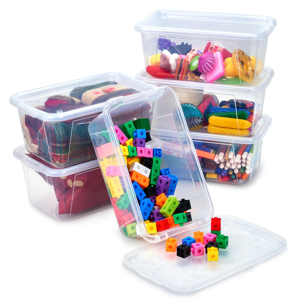 GAMENOTE 6 Qt storage bins with transparent lids for quick item identification
