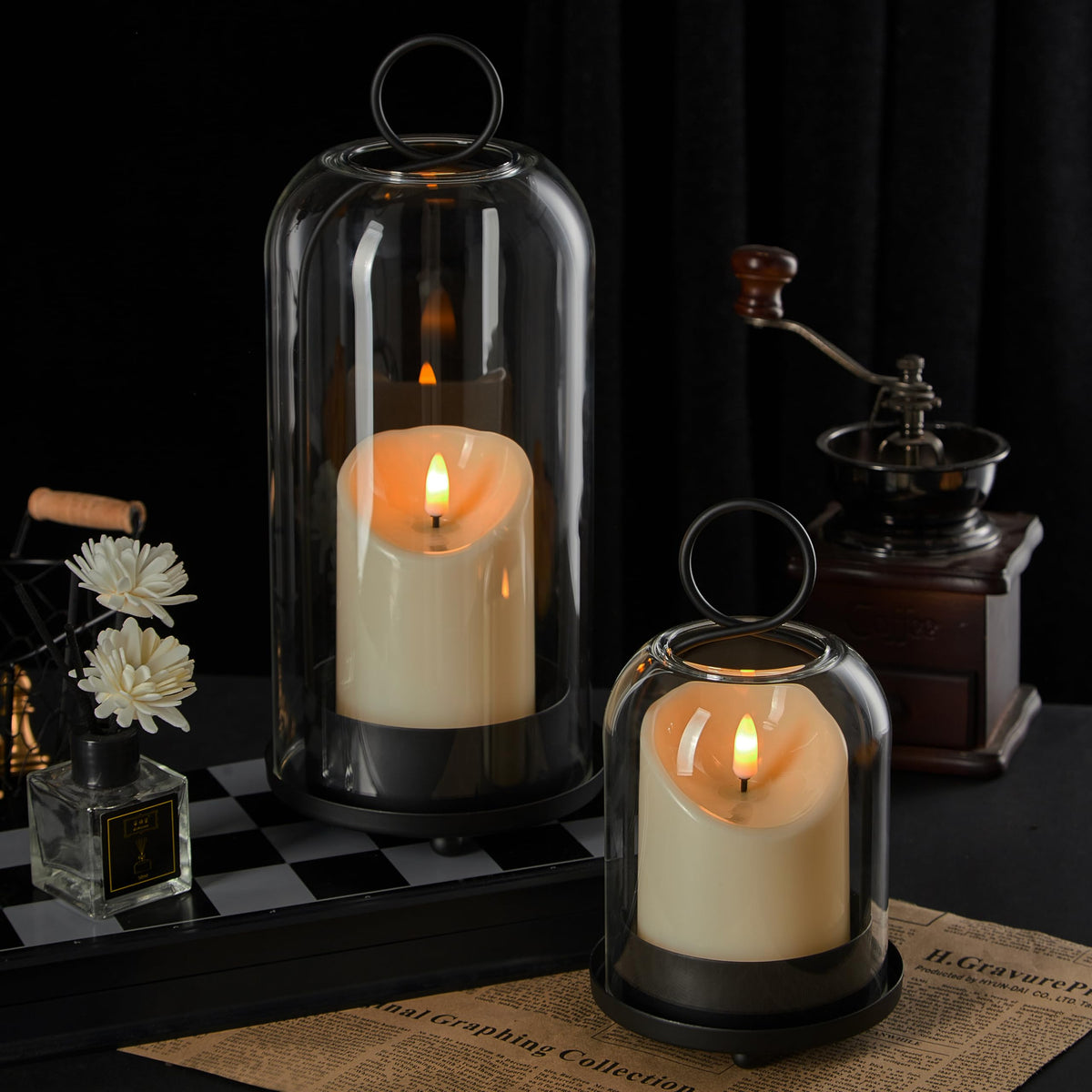 Ganwu 5-inch hurricane candle holder with brass dome for warm evenings