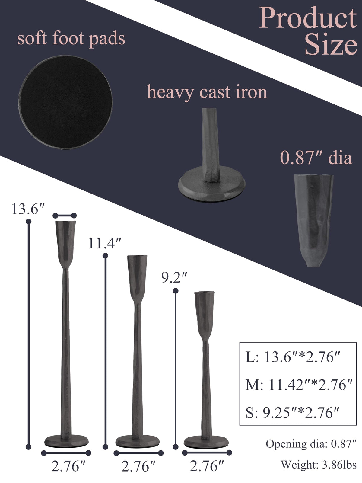 Ganwu heavy base candle holders with solid weight for safe, stable display