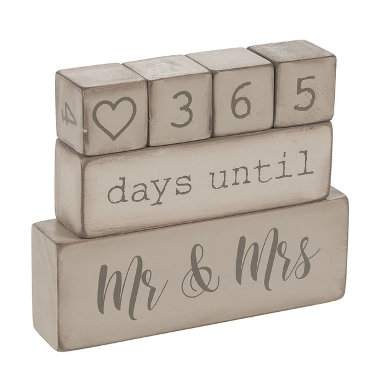Ganz six-piece wooden countdown blocks for a tangible wedding countdown