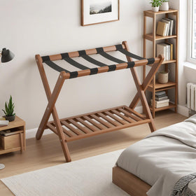 GAOHAPY bamboo luggage rack folding stand for compact guest room storage