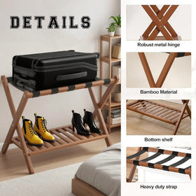 GAOHAPY luggage rack with nylon straps provides sturdy luggage support