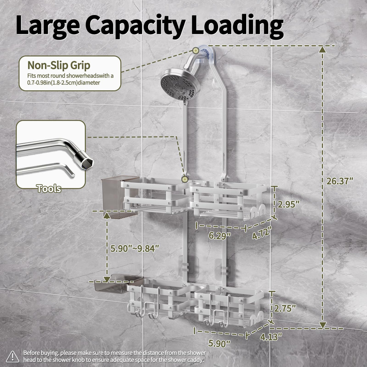 GAOKASE hand-shower slot keeps hose aligned for easy use.