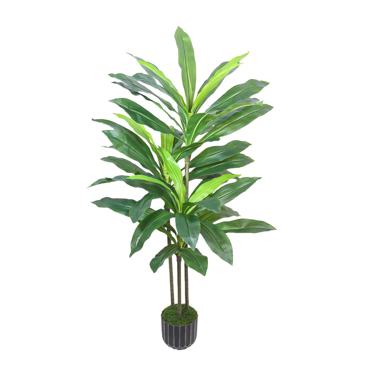 Gaoqisi 48in Dracaena artificial tree in full view with black planter for elegant home decor.