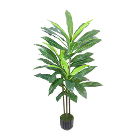 Gaoqisi 48in Dracaena artificial tree in full view with black planter for elegant home decor.