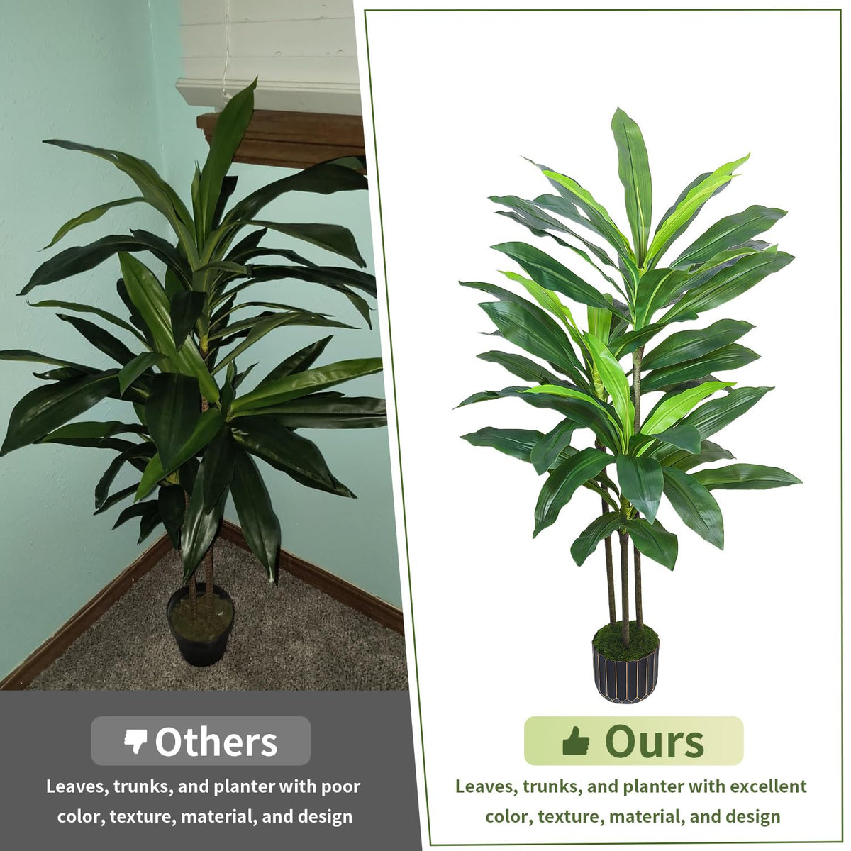 Gaoqisi 48in Dracaena with faux moss accent for a natural ground cover look.