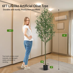 Gaoqisi 6ft olive tree features lifelike leaves and olives for elegant decor.