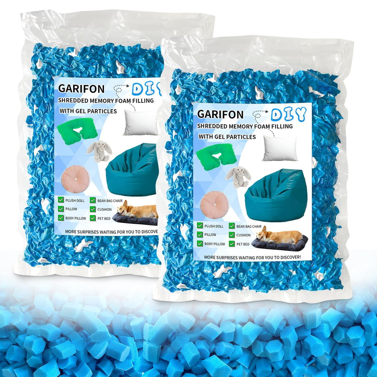 Garifon 10lbs bean bag filler with durable memory foam for versatile stuffing.