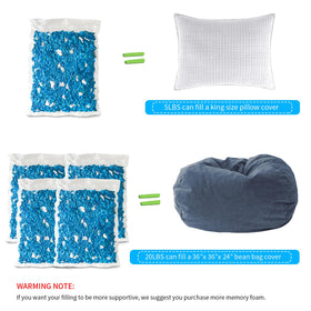 Garifon multi-use filler suited for pillows, cushions, and poufs.