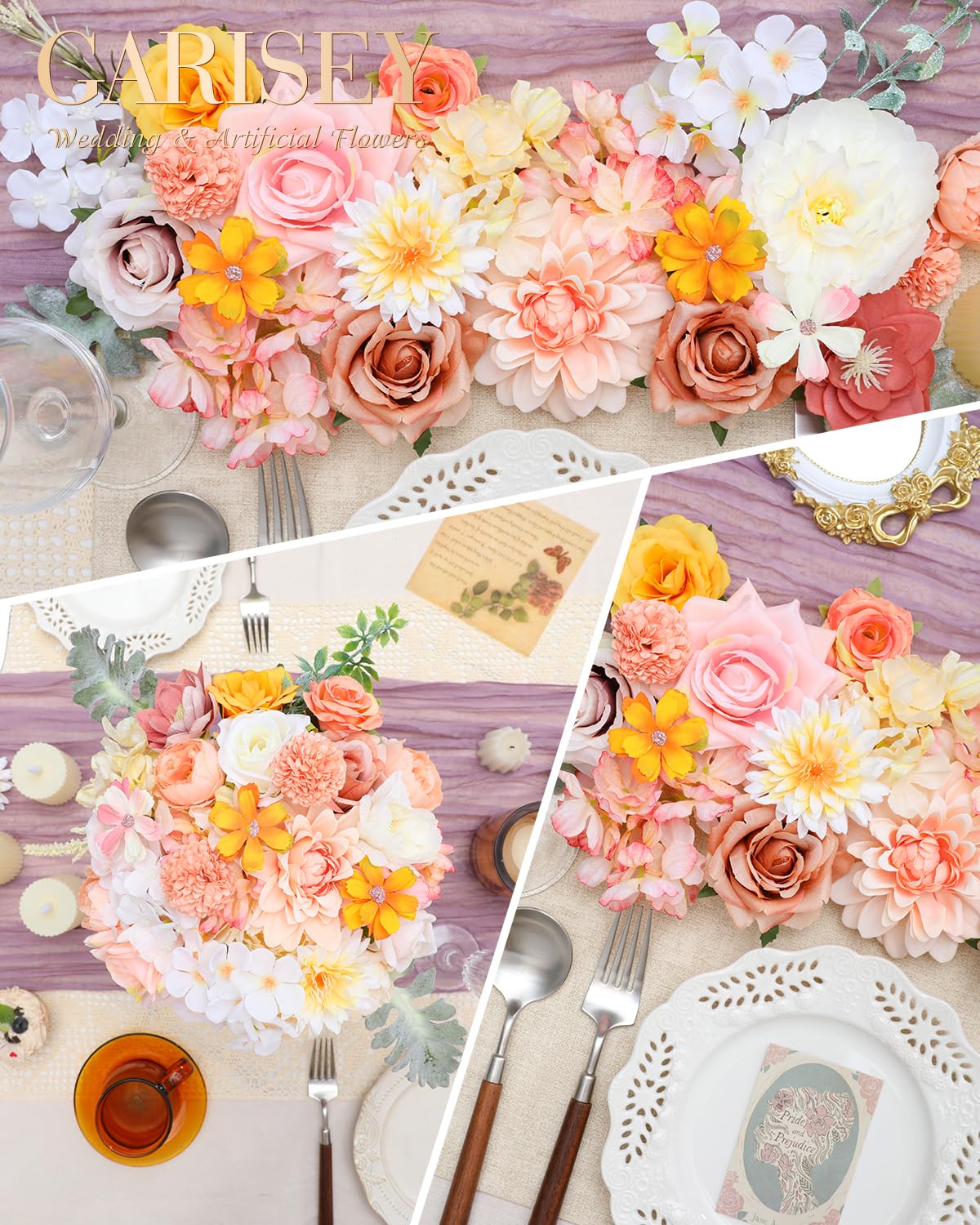 Garisey peonies and dahlias add soft color accents for baby showers and home decor