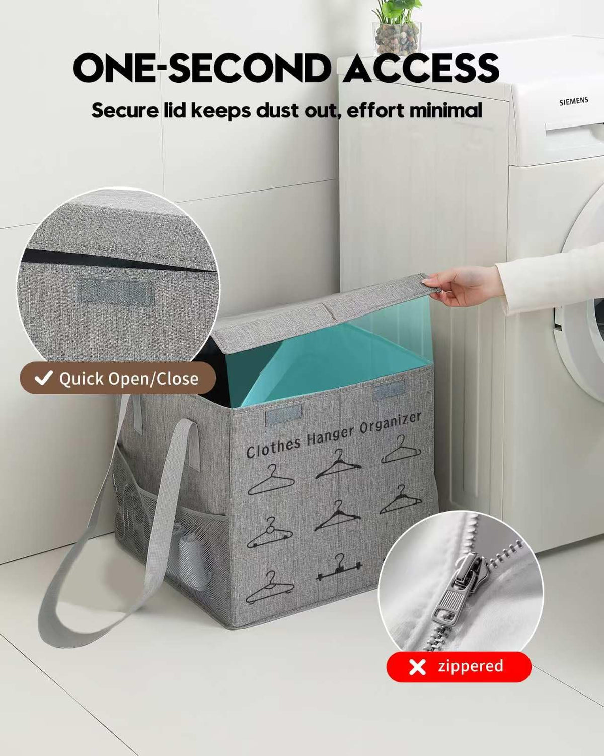 Garlloupath dust-proof lid protects hangers between laundry cycles.