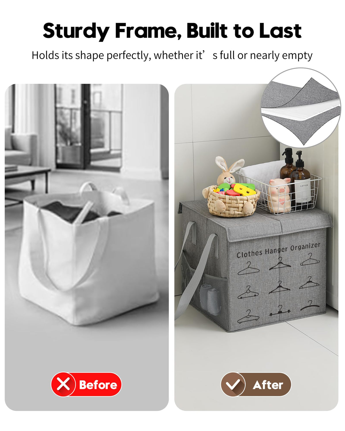 Garlloupath two-compartment divider keeps styles neatly separated in one unit.