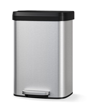Garvee 13 gal front view trash can with lid, rustproof steel for tidy kitchens.
