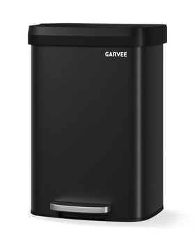 Garvee 13 gal metal trash can with lid—sleek, easy-to-clean surface for a tidy kitchen.
