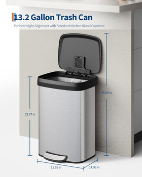 Garvee rear-handle design for easy relocation of the trash can.