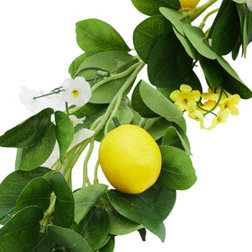 Garvee artificial lemons and flowers brighten wedding arches and mantles.