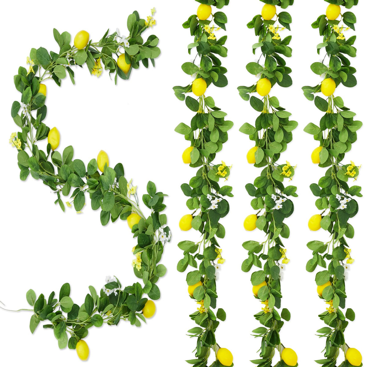 Garvee lemon garland featuring lifelike lemons and greenery for festive spring decor.