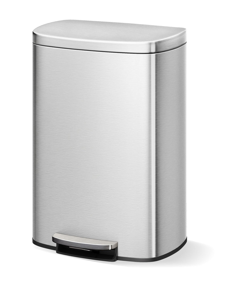 Garvee 13 gal step-on trash can with soft-close lid for quiet daily use