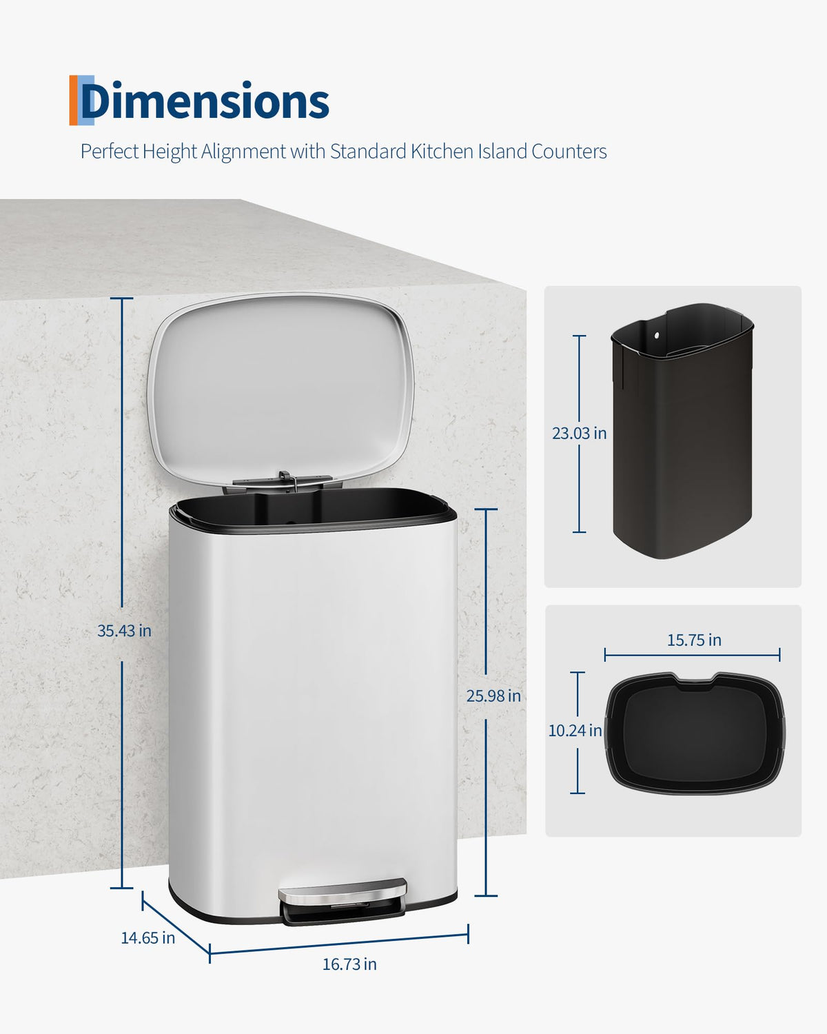 Garvee tall pedal design enables smooth, hands-free waste disposal.