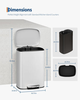 Garvee tall pedal design enables smooth, hands-free waste disposal.