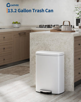 Garvee trash bin rear handle aids lifting the inner bucket for bag changes.