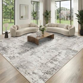 GarveeHome 5x7 abstract area rug in neutral beige enhances living room styling