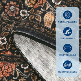 GarveeHome vintage floral carpet in dining room, stain resistant for busy households.