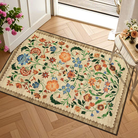 GarveeHome floral rug durable faux-wool fibers for daily use.