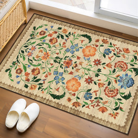 GarveeHome floral rug entryway 2x3 with non-slip back keeps foyer safe.