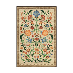 GarveeHome floral rug machine-washable for easy cleanup.