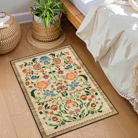 GarveeHome floral rug ultra-soft pile for barefoot comfort.