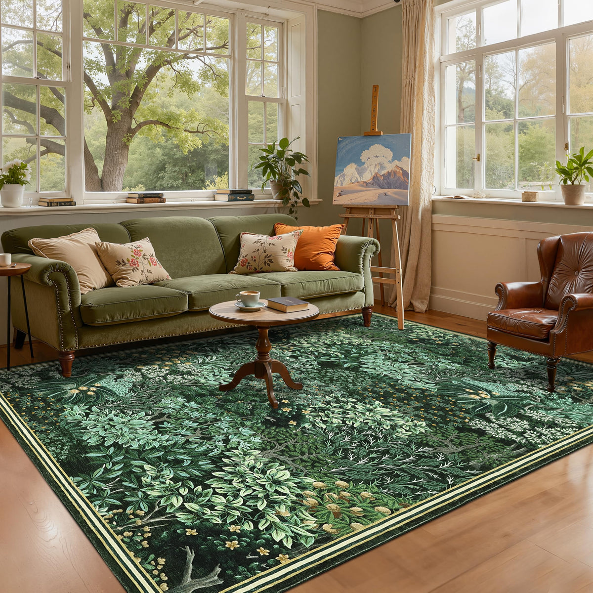 GarveeHome Forest Rugs 5x7 featuring botanical-detail for calming décor.