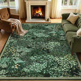 GarveeHome Forest Rugs 5x7 with green-washed look, easy cleaning for living rooms.