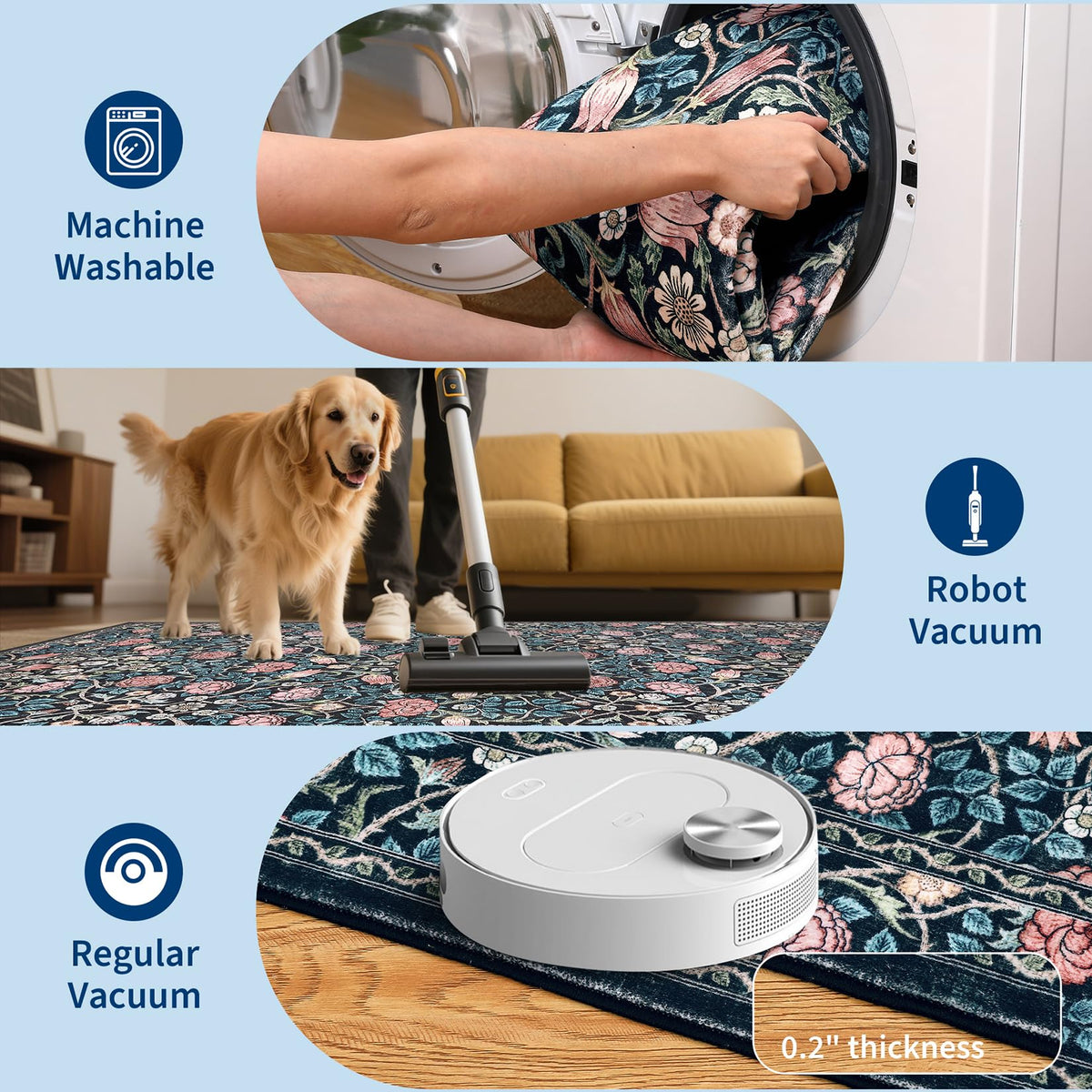 GarveeHome machine-washable rug ready for easy cleanup after spills.