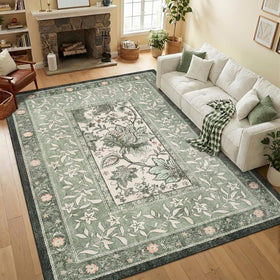 GarveeHome Provence 5x7 botanical grove sage green rug adds cottagecore ambiance.