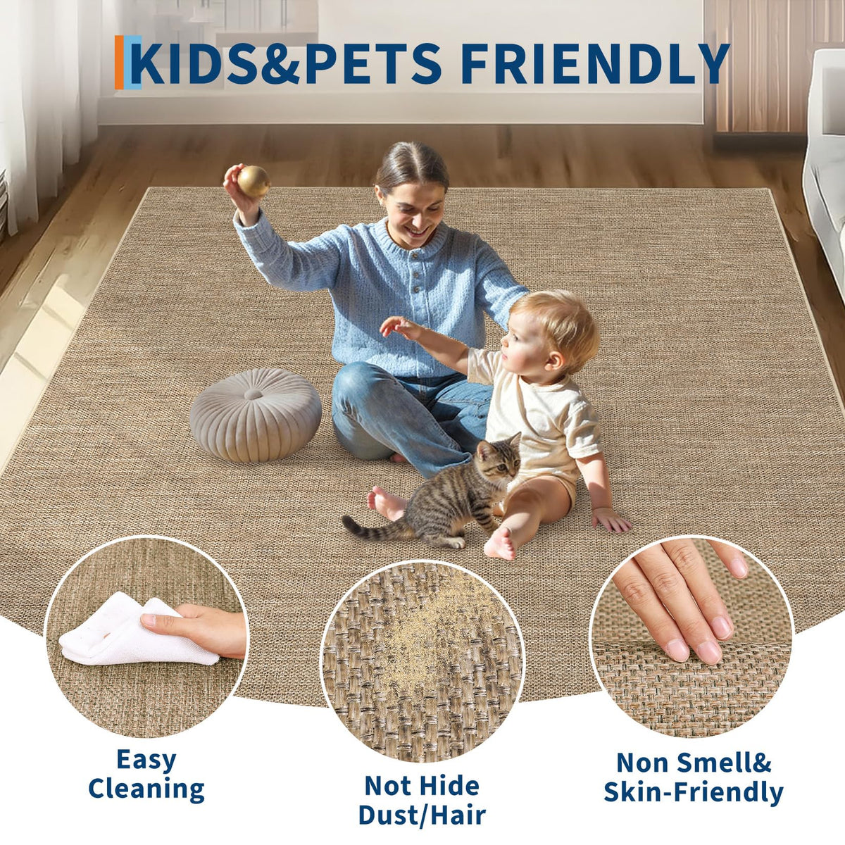 GarveeHome tan rug enhances living rooms with neutral style